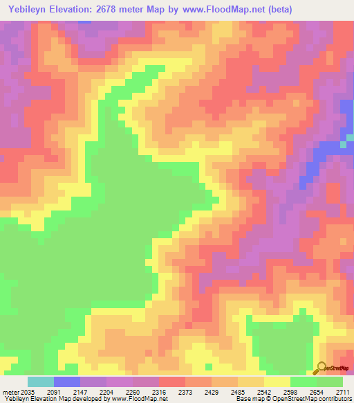 Yebileyn,Ethiopia Elevation Map