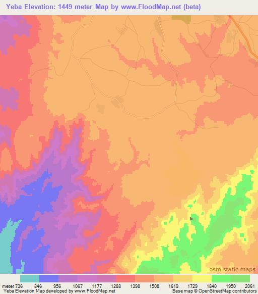 Yeba,Ethiopia Elevation Map