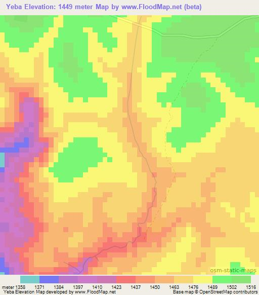 Yeba,Ethiopia Elevation Map