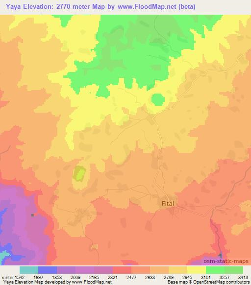 Yaya,Ethiopia Elevation Map