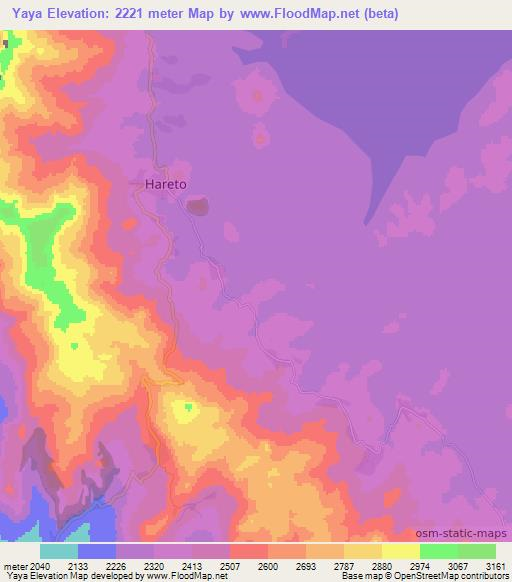 Yaya,Ethiopia Elevation Map