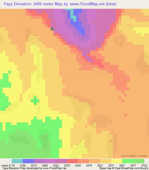 Yaya,Ethiopia Elevation Map