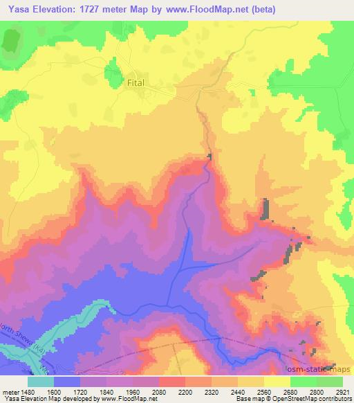 Yasa,Ethiopia Elevation Map