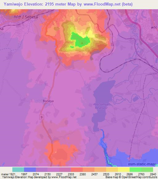 Yamiwajo,Ethiopia Elevation Map