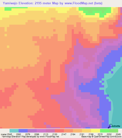 Yamiwajo,Ethiopia Elevation Map