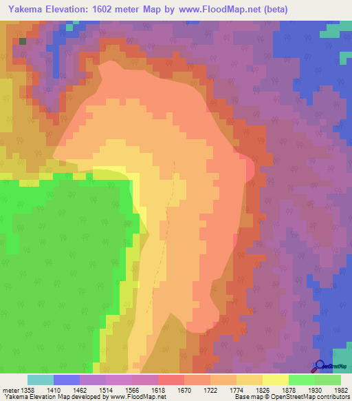 Yakema,Ethiopia Elevation Map