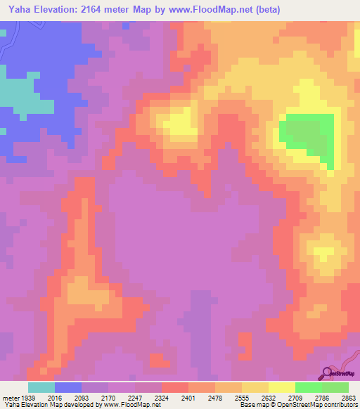Yaha,Ethiopia Elevation Map