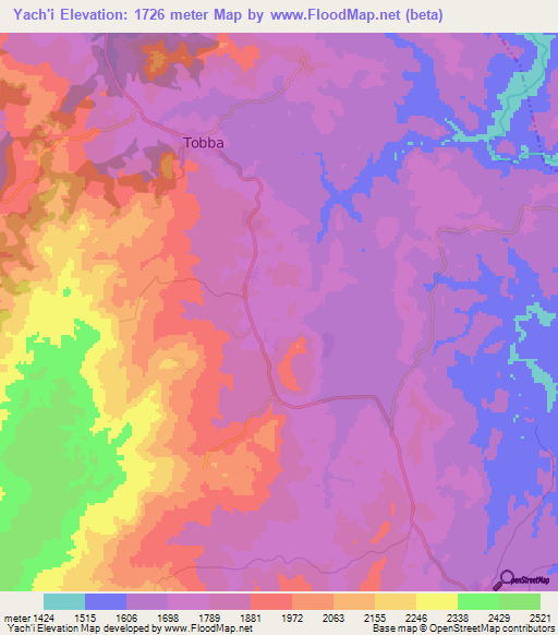Yach'i,Ethiopia Elevation Map