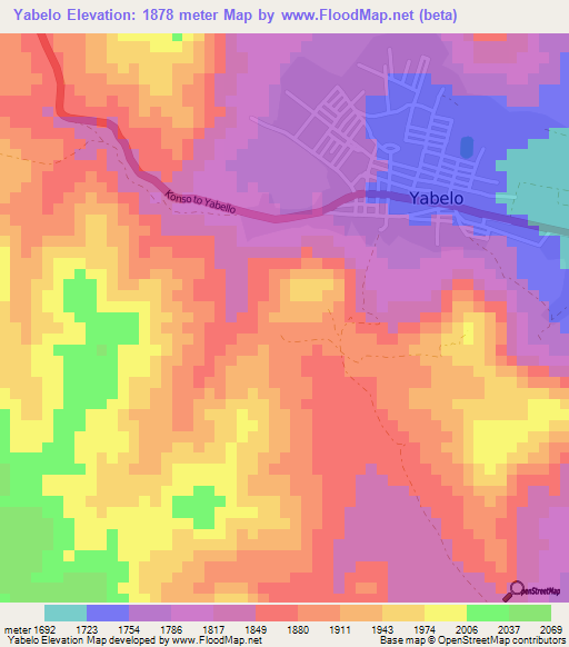 Yabelo,Ethiopia Elevation Map