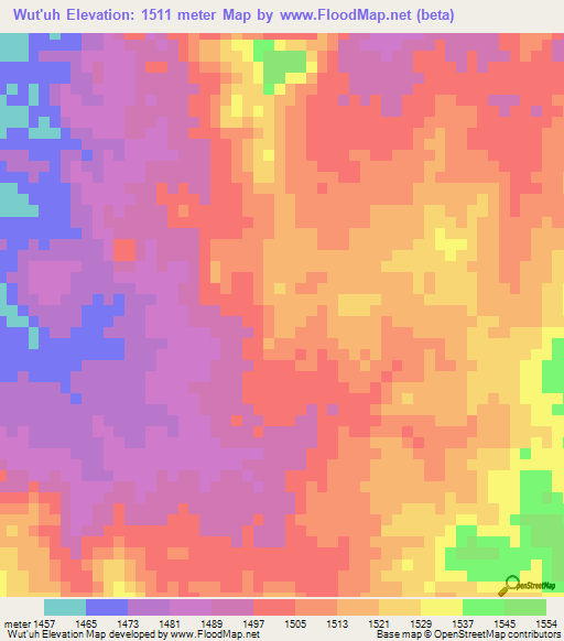 Wut'uh,Ethiopia Elevation Map