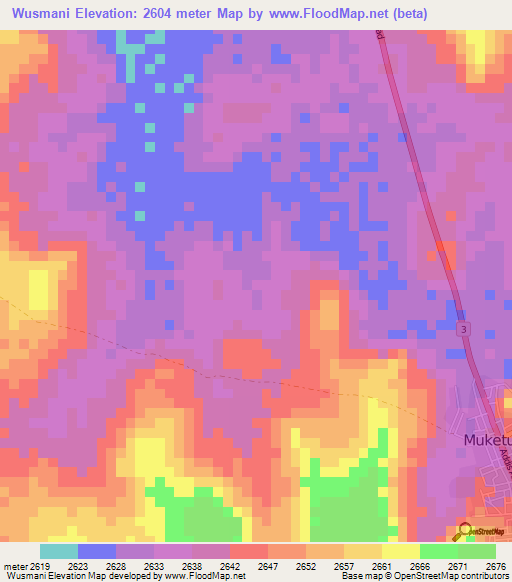 Wusmani,Ethiopia Elevation Map