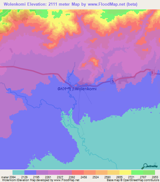 Wolenkomi,Ethiopia Elevation Map