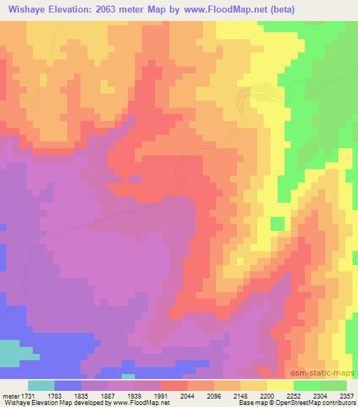 Wishaye,Ethiopia Elevation Map