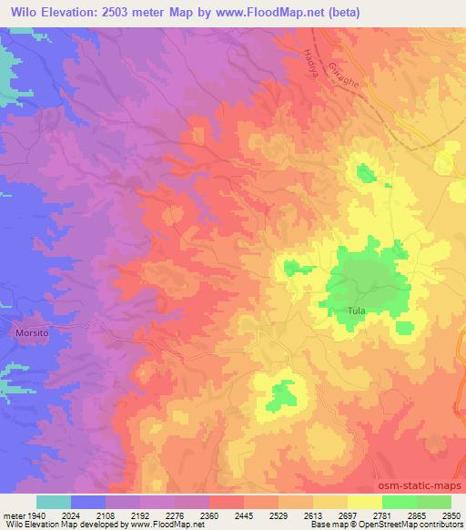 Wilo,Ethiopia Elevation Map