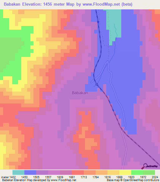 Babakan,Iran Elevation Map