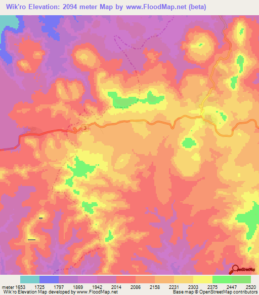 Wik'ro,Ethiopia Elevation Map