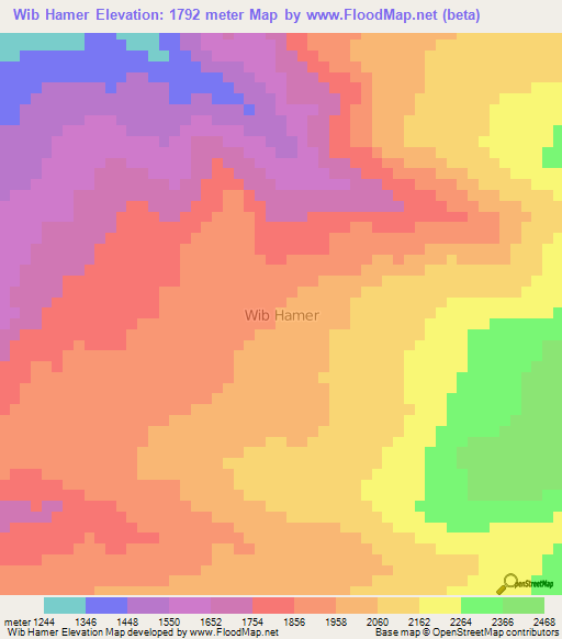 Wib Hamer,Ethiopia Elevation Map
