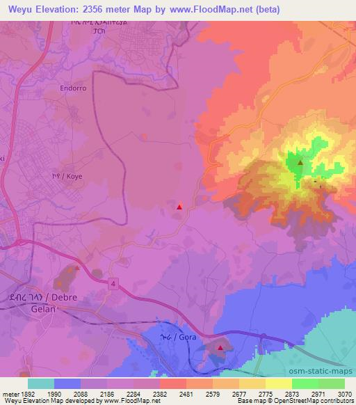 Weyu,Ethiopia Elevation Map