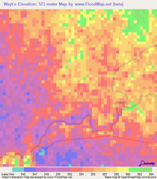 Weyt'o,Ethiopia Elevation Map