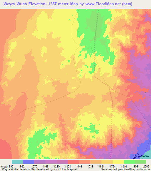 Weyra Wuha,Ethiopia Elevation Map