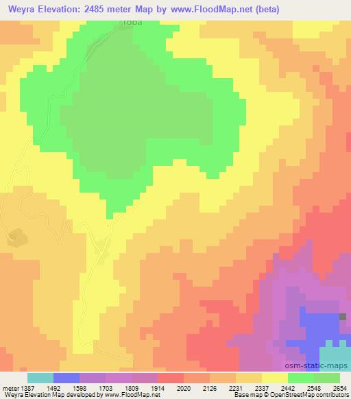 Weyra,Ethiopia Elevation Map