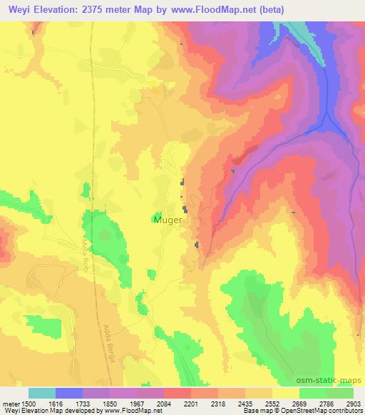 Weyi,Ethiopia Elevation Map