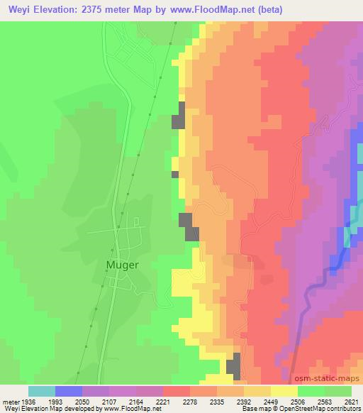 Weyi,Ethiopia Elevation Map