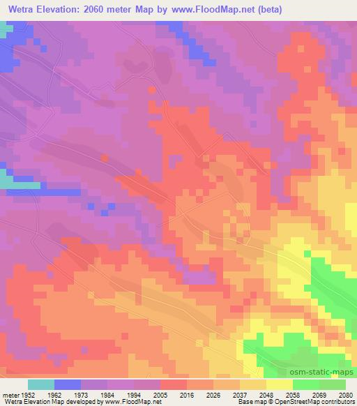 Wetra,Ethiopia Elevation Map