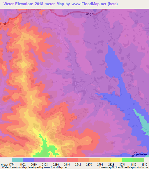 Weter,Ethiopia Elevation Map
