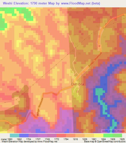 Weshi,Ethiopia Elevation Map