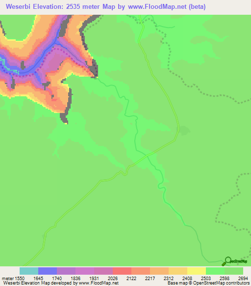 Weserbi,Ethiopia Elevation Map