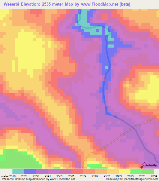 Weserbi,Ethiopia Elevation Map