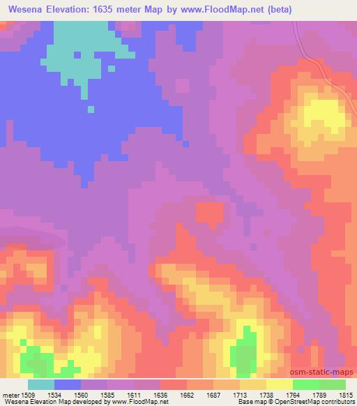Wesena,Ethiopia Elevation Map