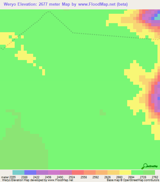 Weryo,Ethiopia Elevation Map