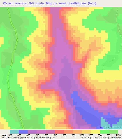 Wersi,Ethiopia Elevation Map