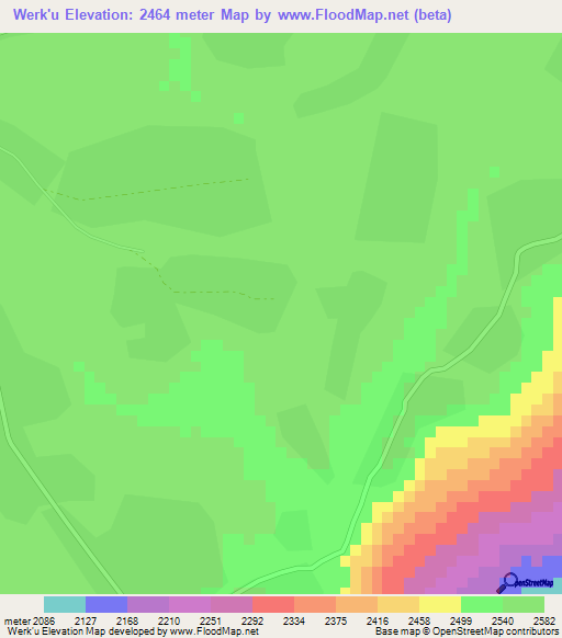 Werk'u,Ethiopia Elevation Map