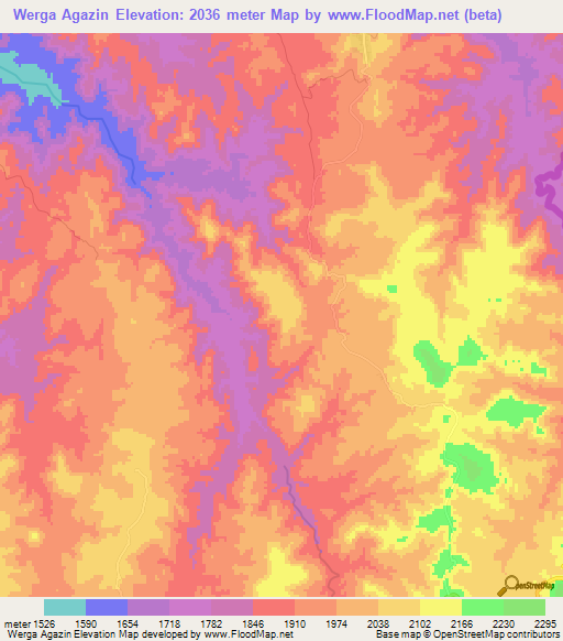 Werga Agazin,Ethiopia Elevation Map