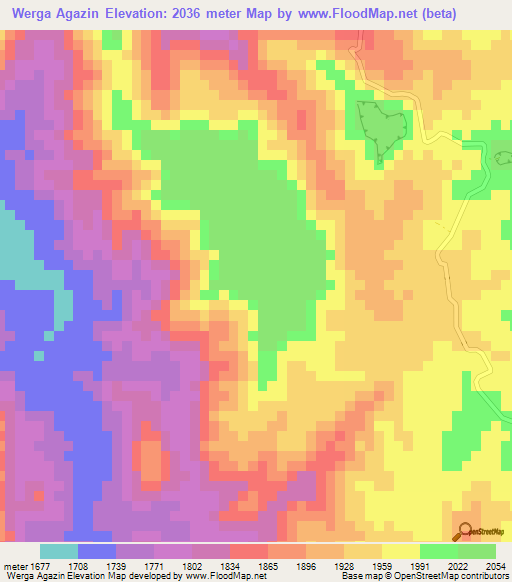 Werga Agazin,Ethiopia Elevation Map