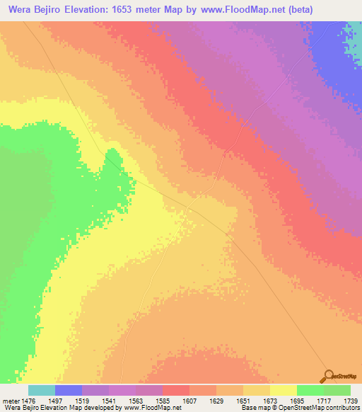 Wera Bejiro,Ethiopia Elevation Map