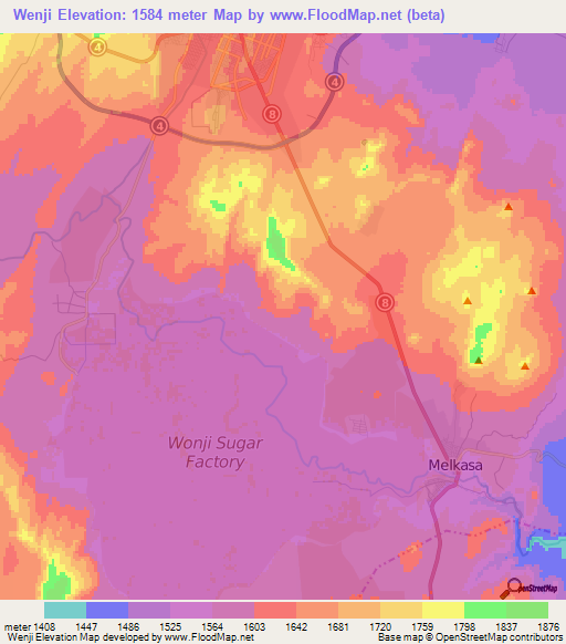 Wenji,Ethiopia Elevation Map