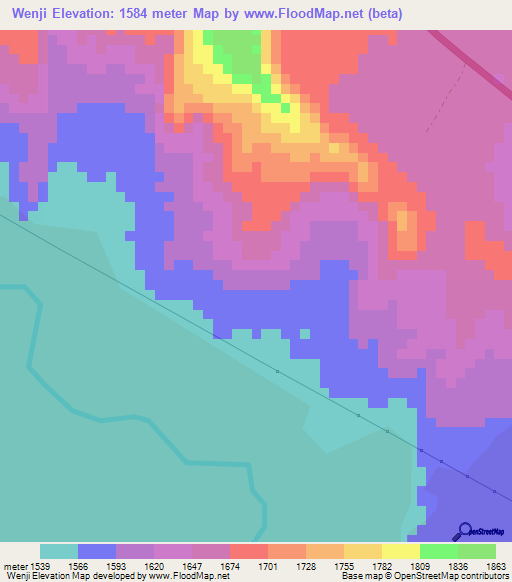 Wenji,Ethiopia Elevation Map