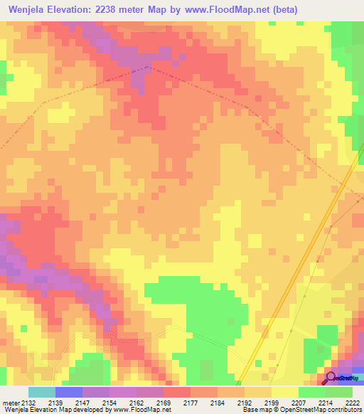 Wenjela,Ethiopia Elevation Map
