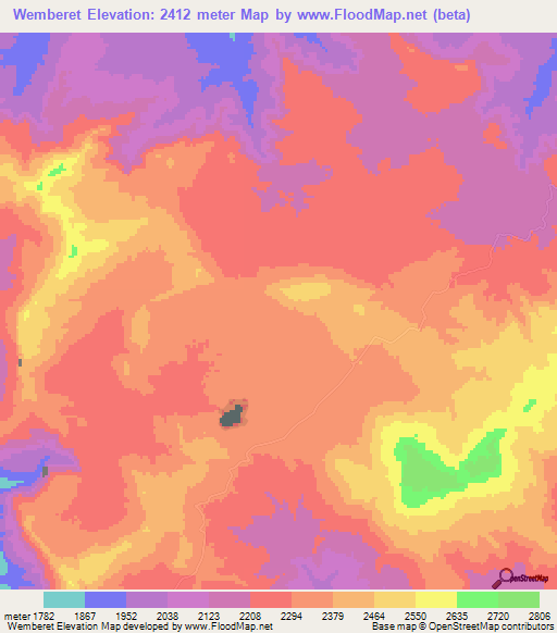 Wemberet,Ethiopia Elevation Map