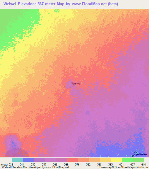 Welwel,Ethiopia Elevation Map