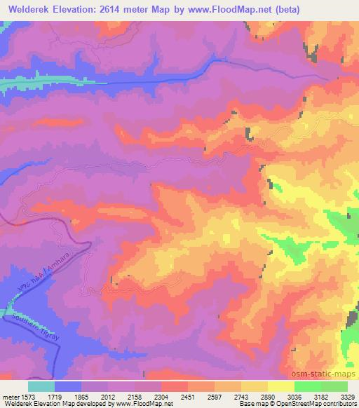 Welderek,Ethiopia Elevation Map