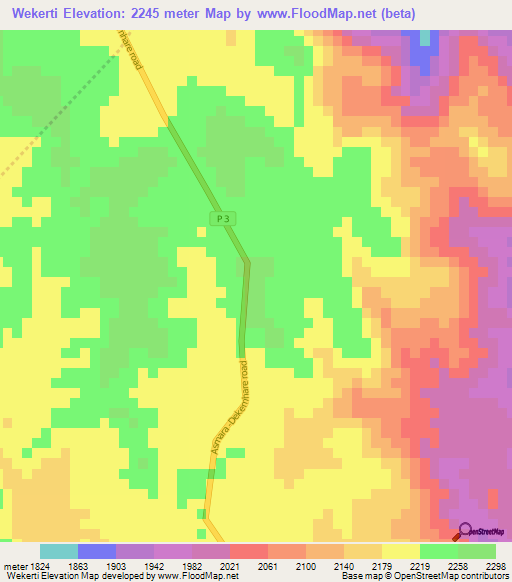 Wekerti,Eritrea Elevation Map