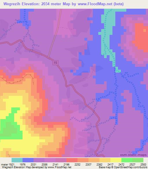 Wegrezih,Ethiopia Elevation Map