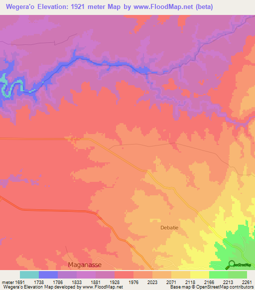 Wegera'o,Ethiopia Elevation Map