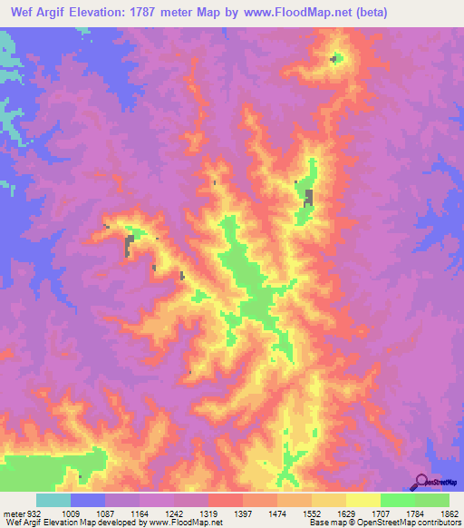 Wef Argif,Ethiopia Elevation Map