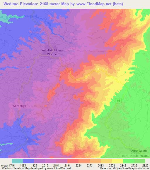Wedimo,Ethiopia Elevation Map